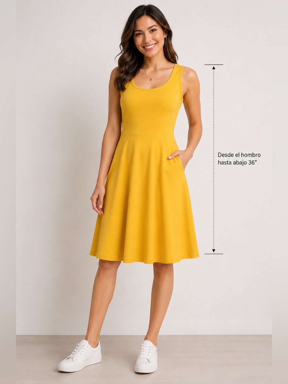 Herou Yellow Fit & Flare Sleeveless Dress Size M